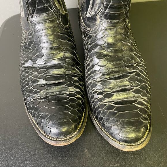 Nocona Black Snake Skin Western Cowboy Boots 8.5D Vintage Exotic Mens Boots - Picture 4 of 12